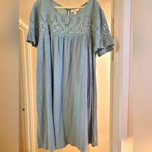 Green Cotton Eyelet Dress